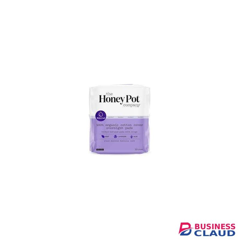 Honey Pot Overnight Pads with Wings Infused w/Essential Oils for Cooling Effectand Ultra-Absorbent Pulp 12 ct.