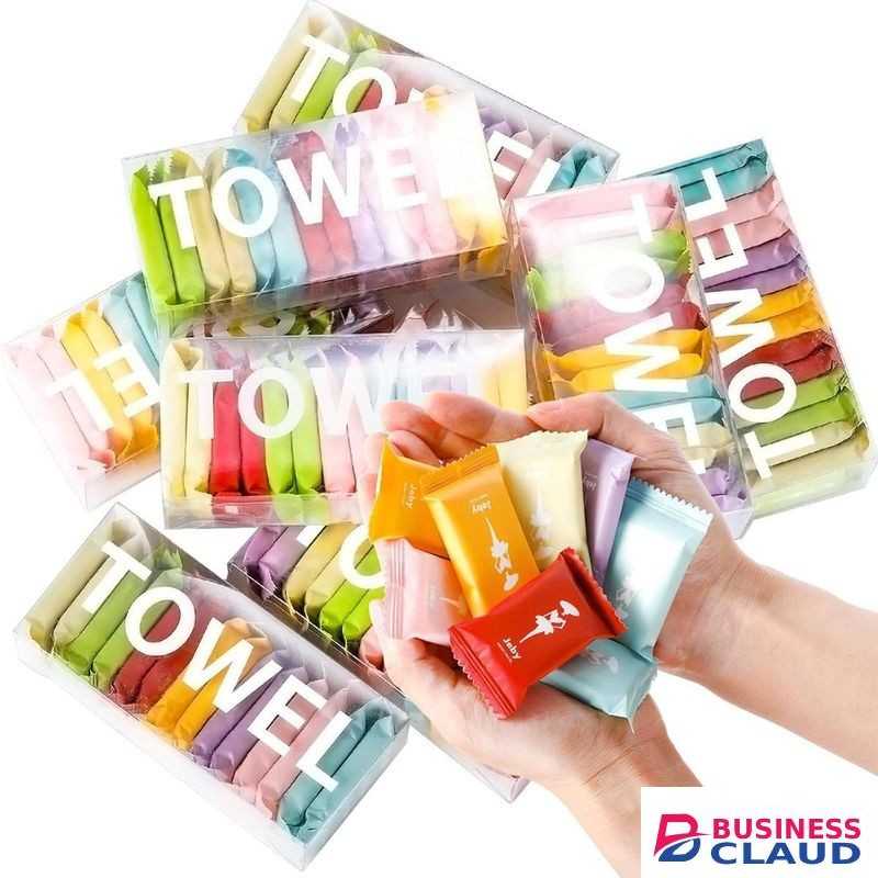 Face Wipes Portable Compressed Towels – Disposable Travel Face & Hand Towels (14pcs, White) Individually Wrapped, Soft & Eco-Friendly