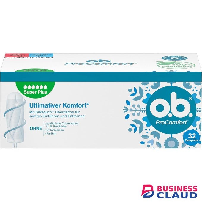 O.B. ProComfort Super Plus (Pack of 32), Tampons for Very Strong Days, SilkTouch Surface & Dynamic Fit