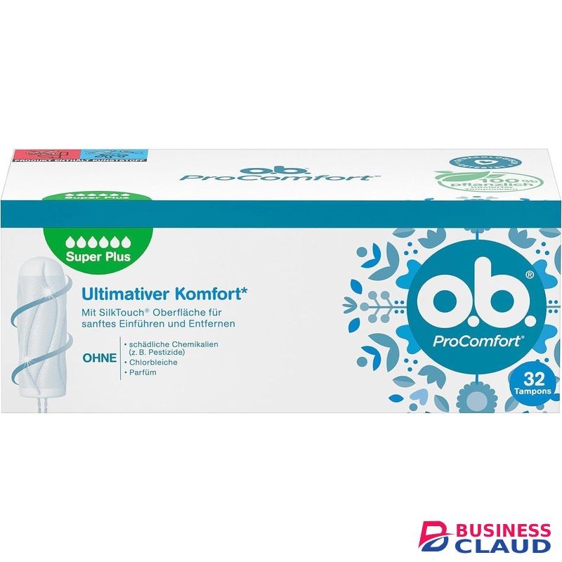 O.B. ProComfort Super Plus (Pack of 32), Tampons for Very Strong Days, SilkTouch Surface & Dynamic Fit