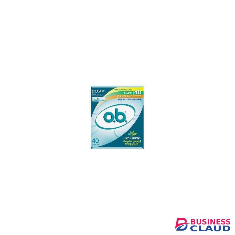 O.B. Tampons Multipack Non-Applicator Tampon, Unscented /Super/Super Plus Tampons, 40ct + o.b.