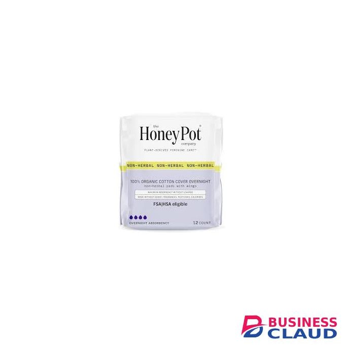 The Honey Pot Company Pads for Women - Non-Herbal Overnight Pads w/Wings - Organic Cotton Cover, & Ultra-Absorbent Pulp Core - Sanitary Pads for Women