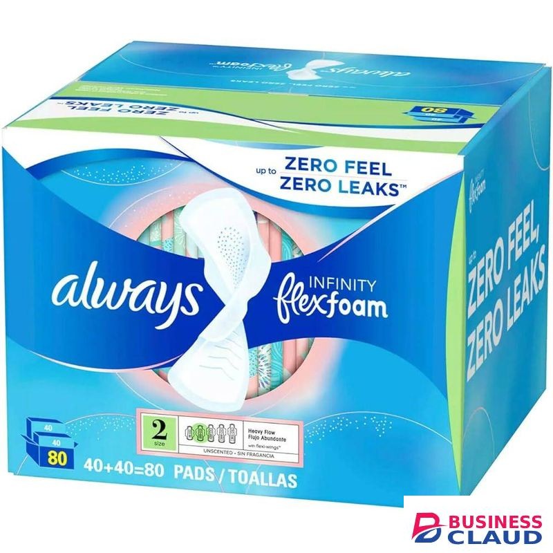 Always Infinity FlexFoam Pads, Size 2, Super Absorbency, Unscented (80 Count)