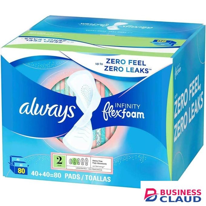 Always Infinity FlexFoam Pads, Size 2, Super Absorbency, Unscented (80 Count)