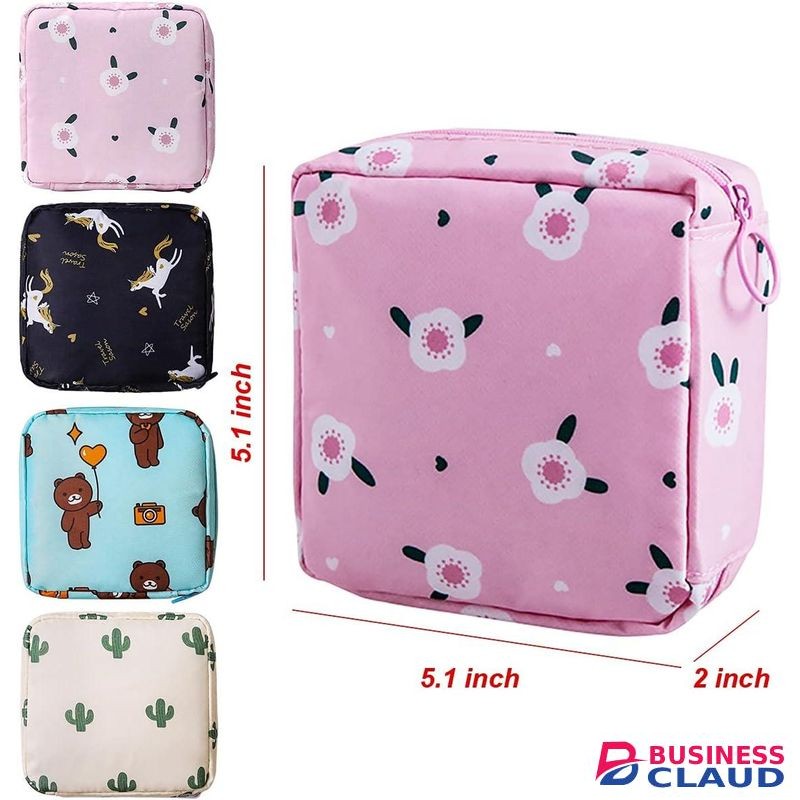 Period Bags for Teen Girls, Portable Sanitary Napkin Storage Bag for women -(4 Packs)