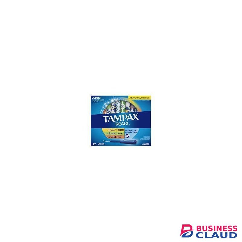 Tampax Pearl Plastic Tampons, Multipack, Light/Regular/Super Absorbency, Unscented, 47 Count 47 count