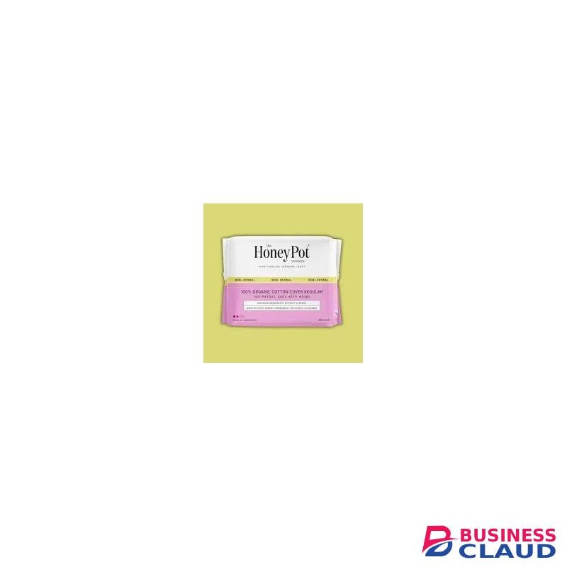 The Honey Pot Company Cotton Cover Regular non herbal Pads with Wings, 20 count