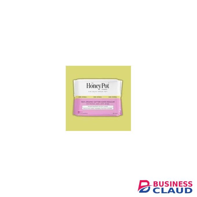 The Honey Pot Company Cotton Cover Regular non herbal Pads with Wings, 20 count