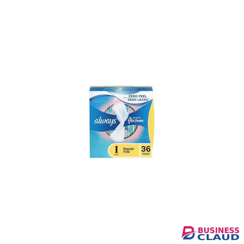 Always Infinity Feminine Pads For Women, Size 1 Regular Absorbency, Multipack, With Wings, With Flexfoam, Unscented, 36 Count