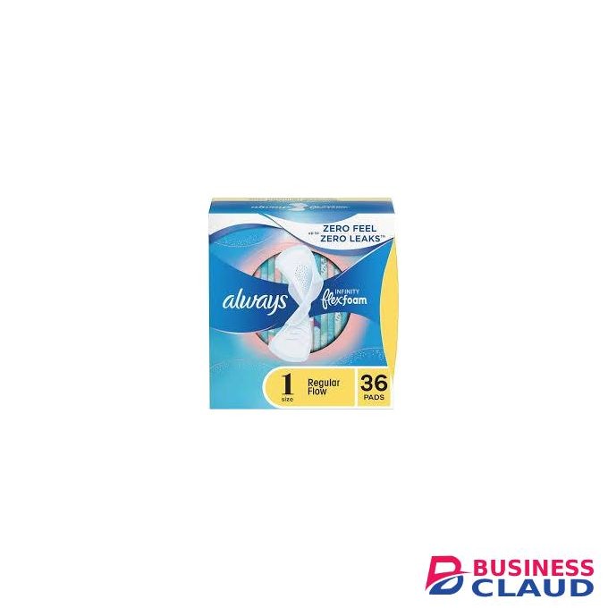 Always Infinity Feminine Pads For Women, Size 1 Regular Absorbency, Multipack, With Wings, With Flexfoam, Unscented, 36 Count