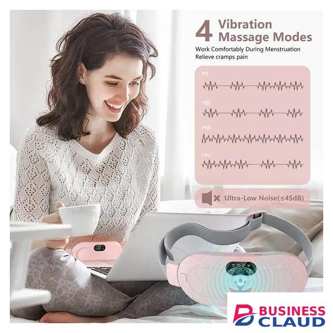 Wireless Menstrual Heating Pad - Portable Electric Waist Belt for Period Cramps Relief with Vibration Massage and Adjustable Temperature