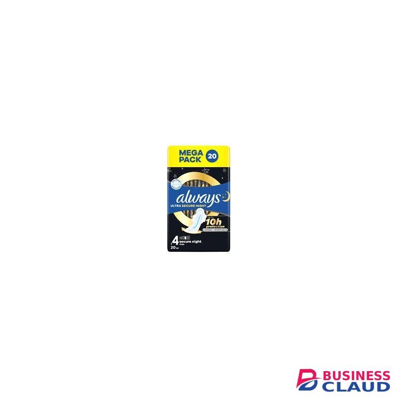 Always Ultra Sanitary Towels with Wings, Secure Night pack of 20