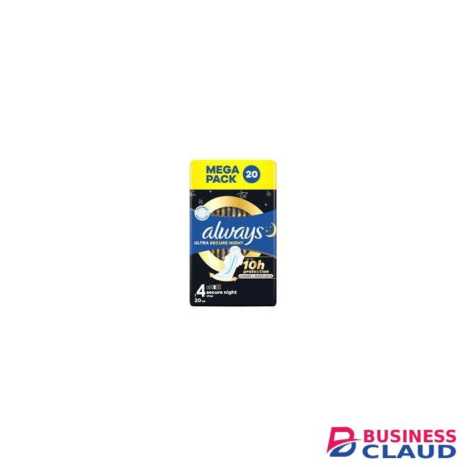 Always Ultra Sanitary Towels with Wings, Secure Night pack of 20