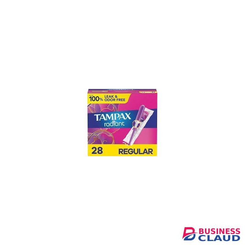Tampax Radiant Tampons with LeakGuard Braid, Regular Absorbency, 28 Count