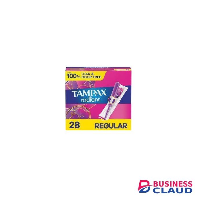 Tampax Radiant Tampons with LeakGuard Braid, Regular Absorbency, 28 Count
