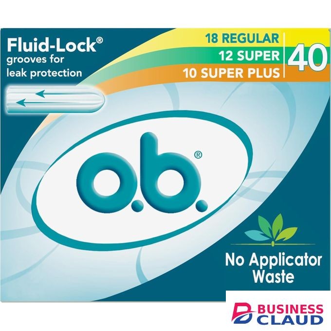 O.B. Tampons No Applicator, Fragrance-Free 40ct (18ct Regular/12ct Super/10ct Super Plus)