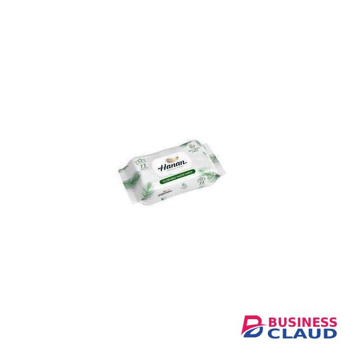 Hanan Flushable Water Wipes -72 Sheets.