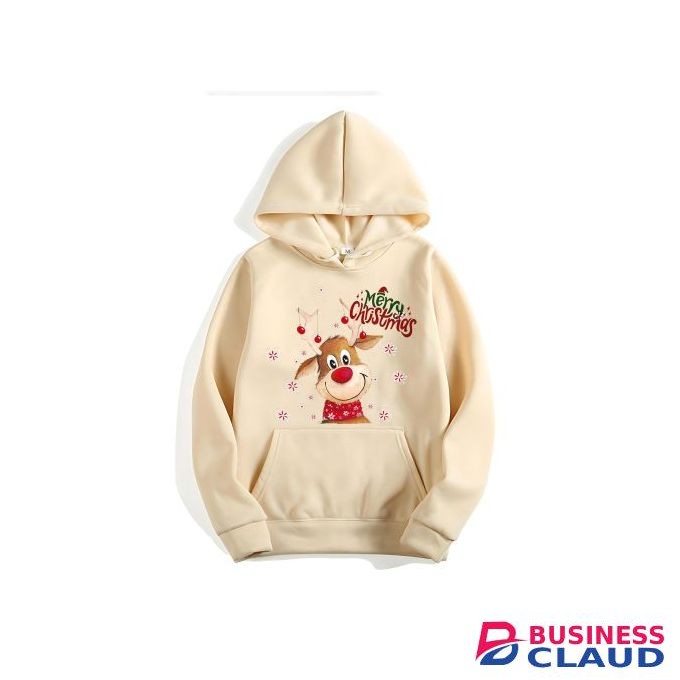 Christmas themed Hoodie Cute Reindeer Apricot-M