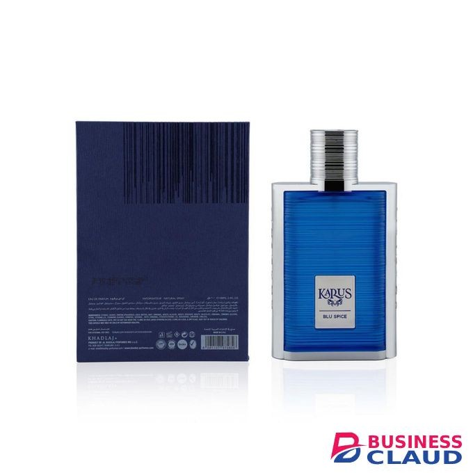 Khadlaj Karus Blu Spice Eau de Parfum Spray for Unisex, 3.4 Ounce -100ml.