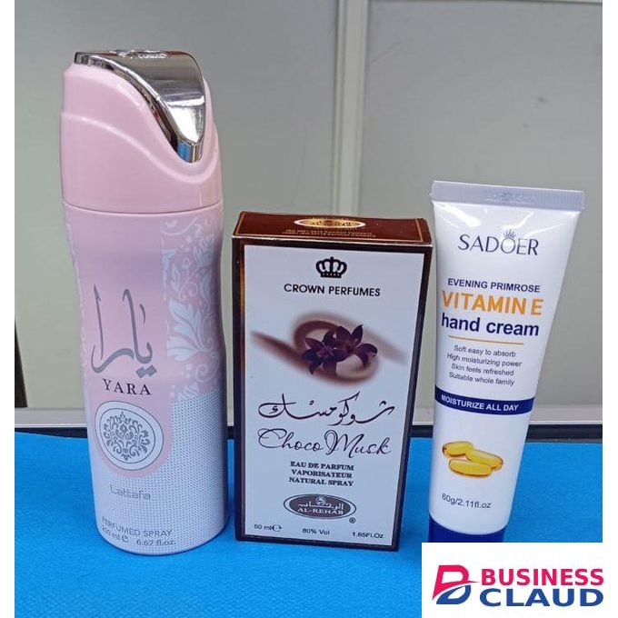 YARA Best OFFER!!!! Lataffa Body Spray + Choco Musk Perfume+ Vitamin E Moisturizing Hand Cream