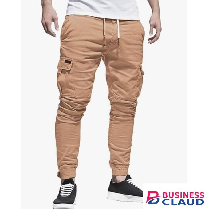 Men's Khaki Cargo Pants Pocketed- BEIGE BROWN