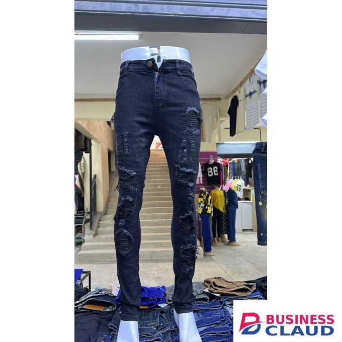 Quality Stylish Rugged Design Mens Jeans BLACK