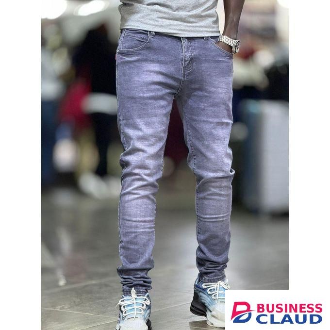 Denim Slim Fit Plain Jeans-Grey