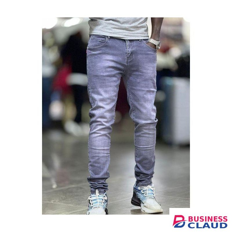 Denim Slim Fit Plain Jeans-Grey