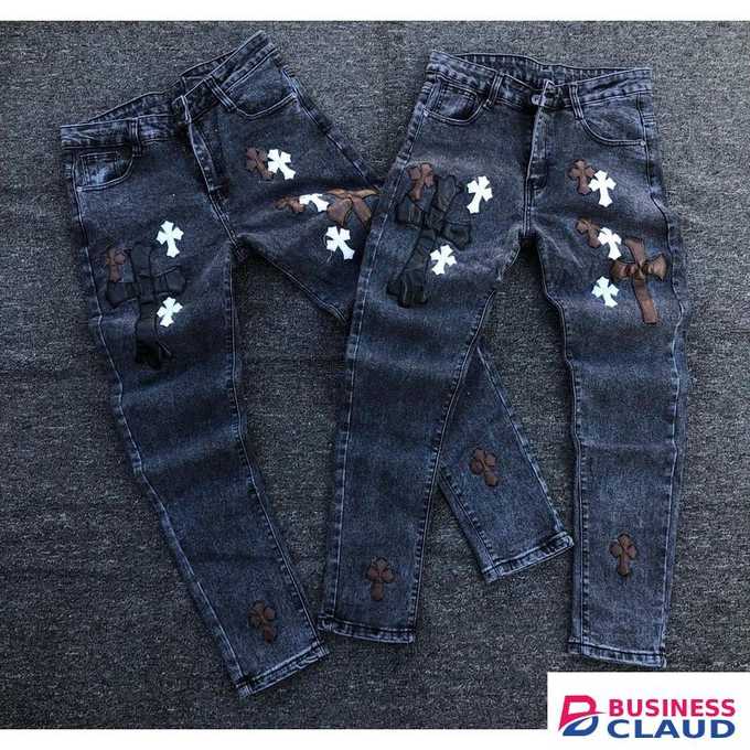 Chrome Hearts Grey Chrome Heart Jeans