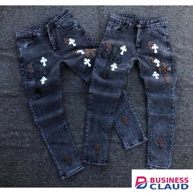 Chrome Hearts Grey Chrome Heart Jeans