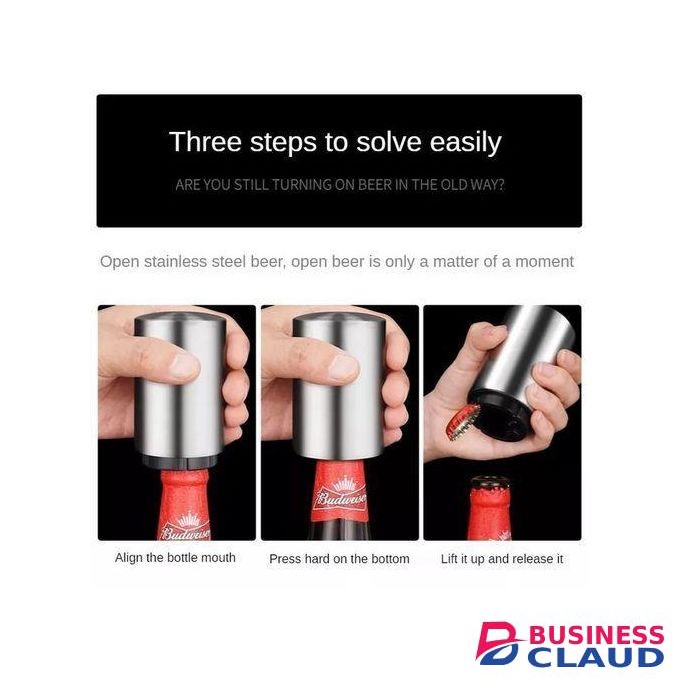 Automatic Beer Bottle Opener, Push-down Magnetic Cap Soda Opener Stainless Steel Lid Opener