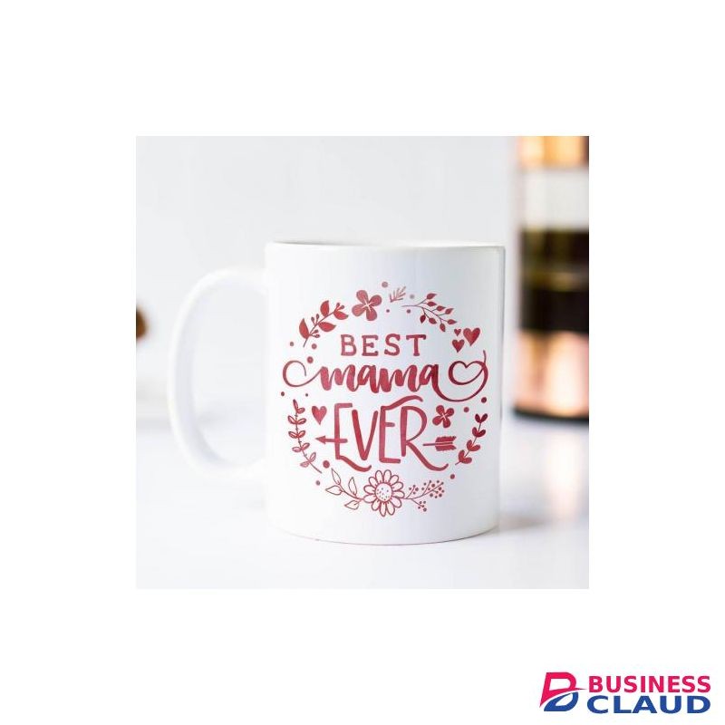 Best Mama Ever Mug With Floral Decoration , Best Mom Mug