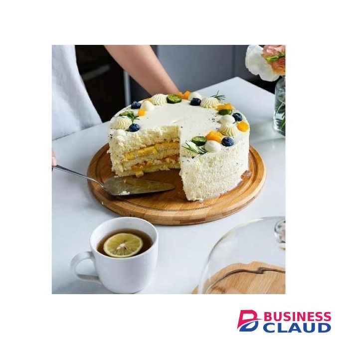 Cake Stand Glass Serving Cake Cover Bamboo Base Display