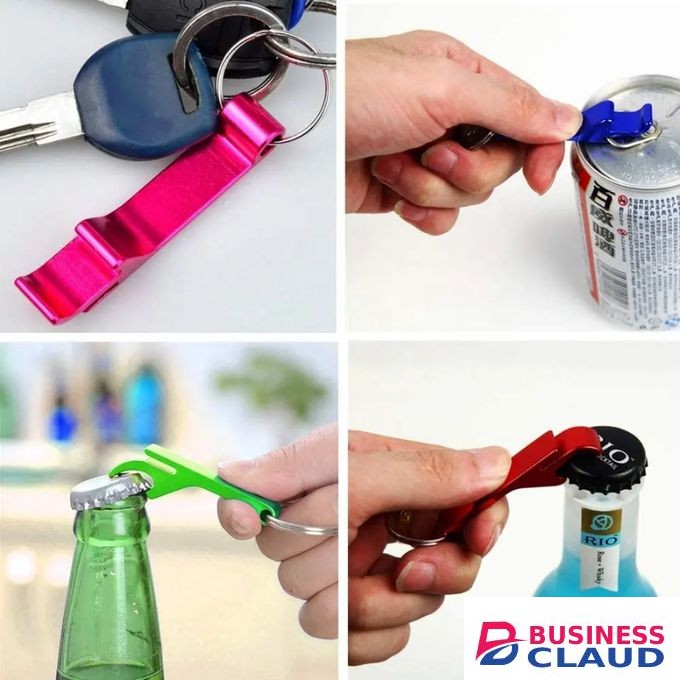 Red Bottle Opener Can Keychain Keyholder Aluminium Metallic