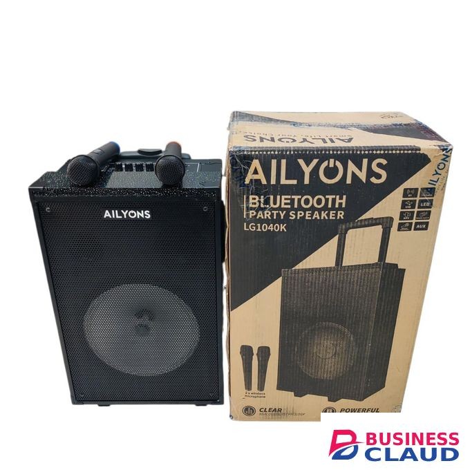 AILYONS 10" Inches Rechargeable Portable Bluetooth Speaker with 2 Microphones