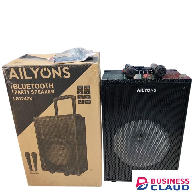 AILYONS 12" Inches Powerful Bluetooth Party Speaker with 2 Microphones / Trolley Portable Speaker