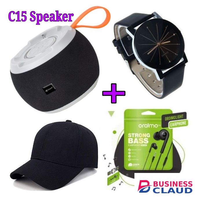 C15 Super BASS Bluetooth Speaker+ Oraimo Earphones +Cap+watch