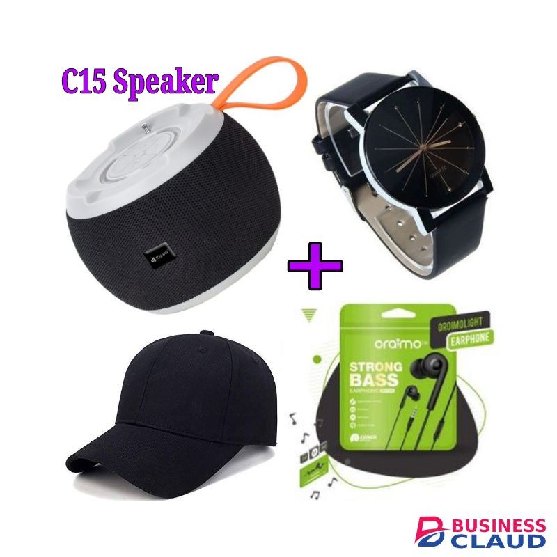 C15 Super BASS Bluetooth Speaker+ Oraimo Earphones +Cap+watch