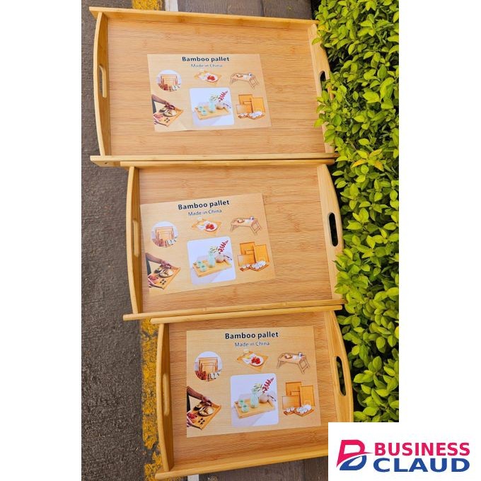Bamboo Serving Trays – 3 Pieces Set, Eco-Friendly Bamboo Snack Tray, Multipurpose Kitchen & Dining Organizer, Durable Non-Slip, Perfect for Serving Food, Drinks, Breakfast, Snacks, and Home Decor