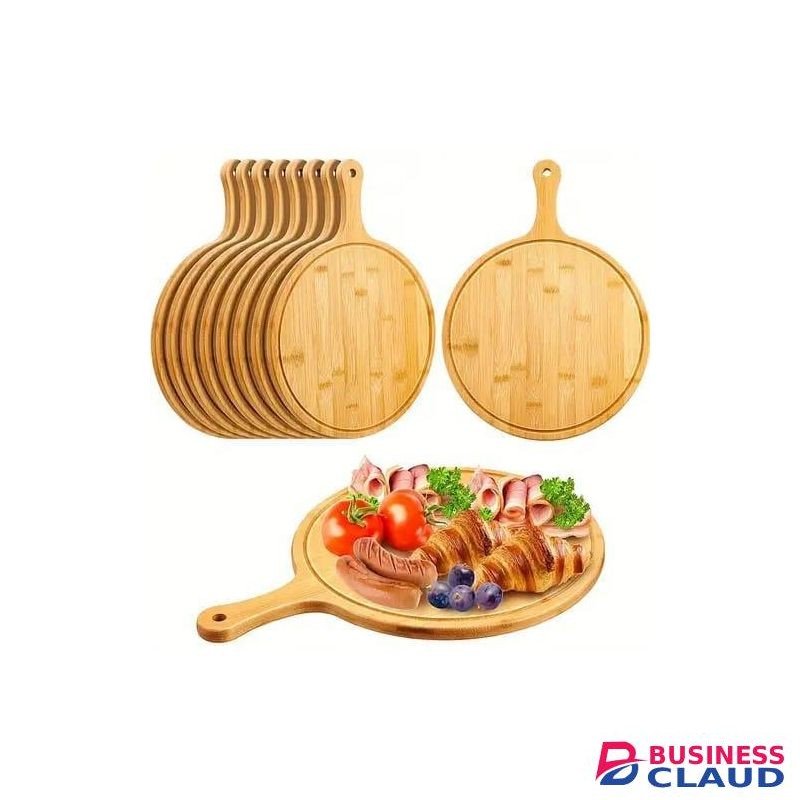 Bamboo Pizza Board Plate 50x35cm Large Wooden Serving Tray for Pizza, Bread, Cheese, Kitchen Countertop, Eco-Friendly, Durable, Non-Slip, Heat-Resistant, Easy to Clean