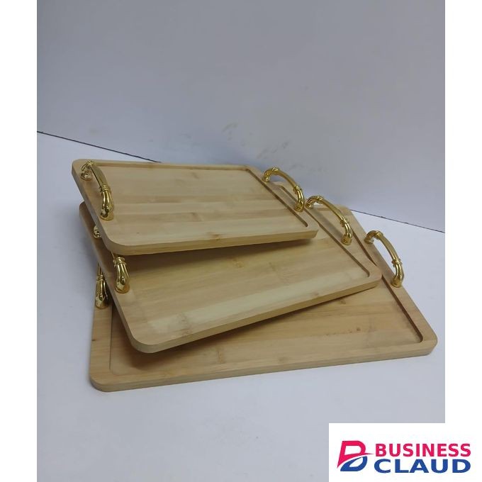 Bamboo Charcoal Art 3-in-1 Big Size Bamboo Serving Trays