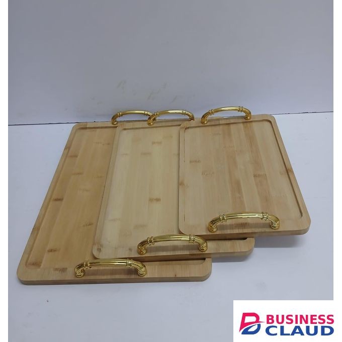 Bamboo Charcoal Art 3-in-1 Big Size Bamboo Serving Trays