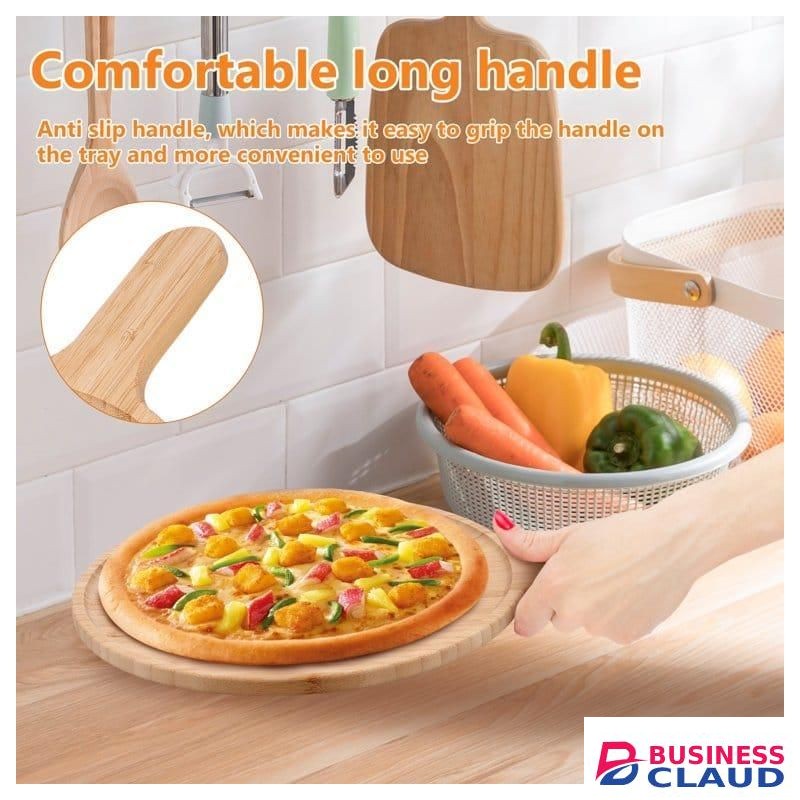 Bamboo Pizza Board Plate – Medium 40 × 26 cm Serving & Cutting Board