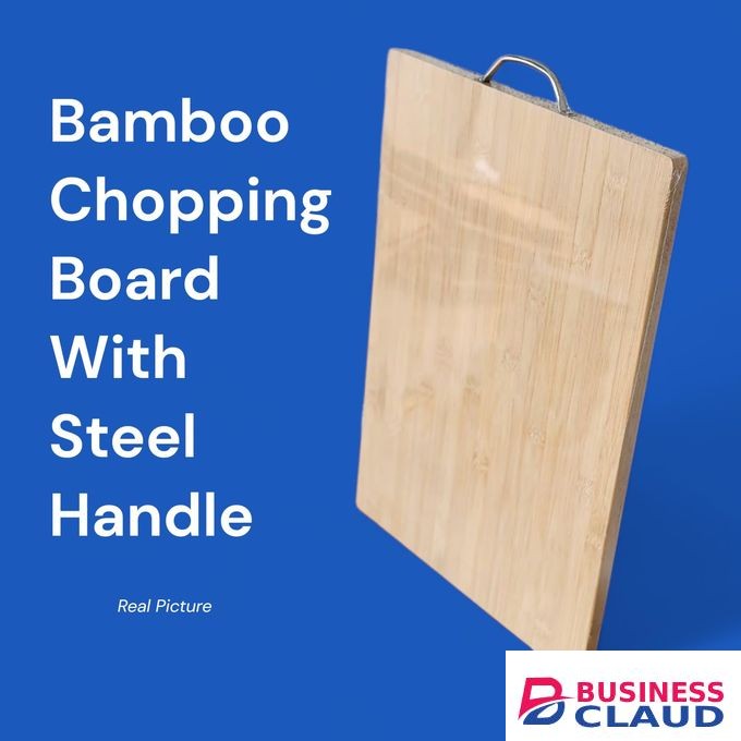 Bamboo Chopping Board with Steel Handle Premium Quality Large Eco Friendly Cutting Board 46 x 31.5 cm for Home and Commercial Kitchen Use