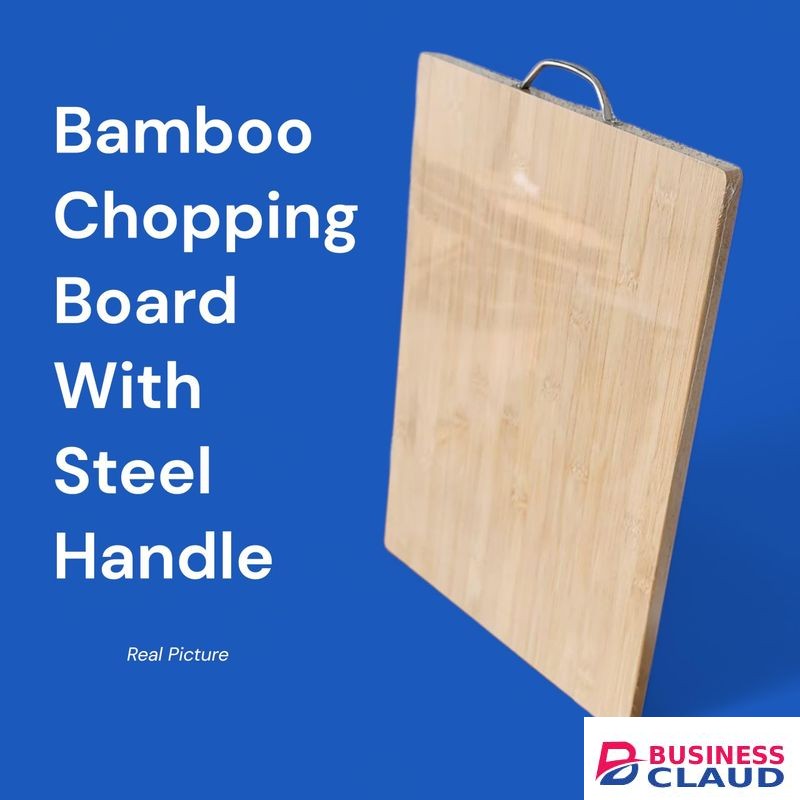 Bamboo Chopping Board with Steel Handle Premium Quality Large Eco Friendly Cutting Board 46 x 31.5 cm for Home and Commercial Kitchen Use