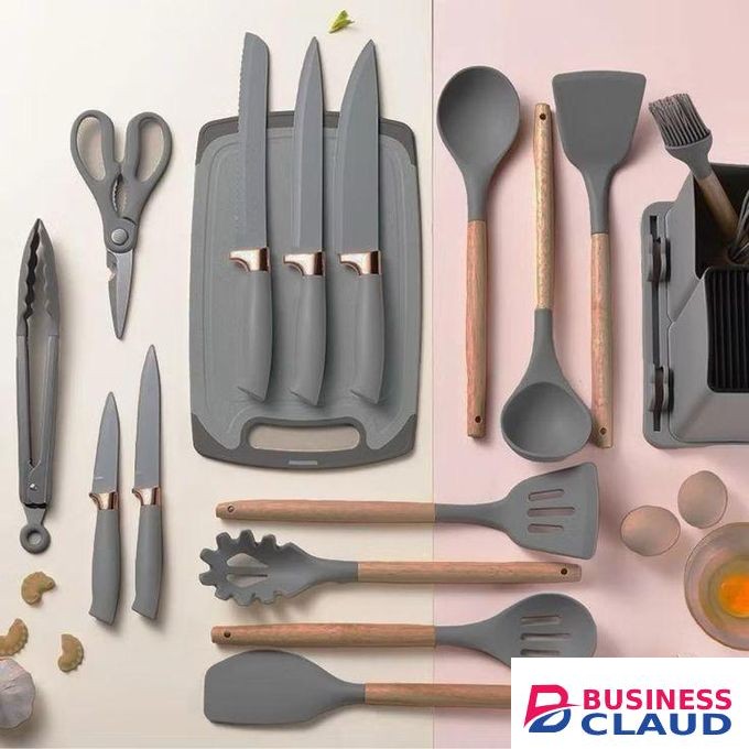 19 piece set cooking sets cutlery with chopping board and knives