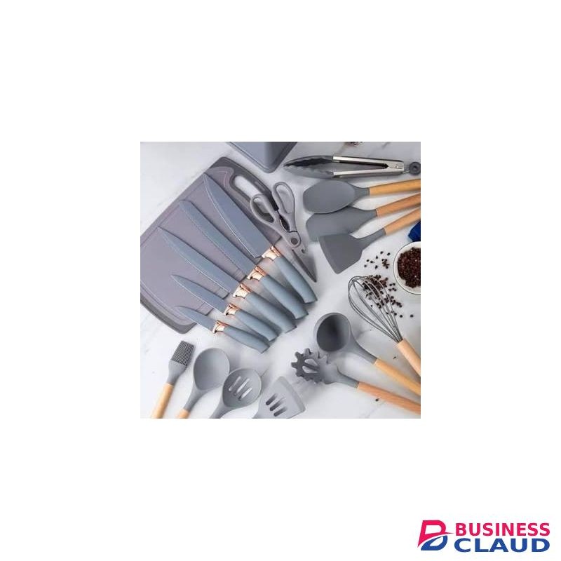 19 pcs Silicone Spoon Set, Knife Set and Chopping Board