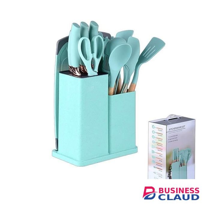 19pc Silicon Spoon And Knife Set - Chopping Board -
