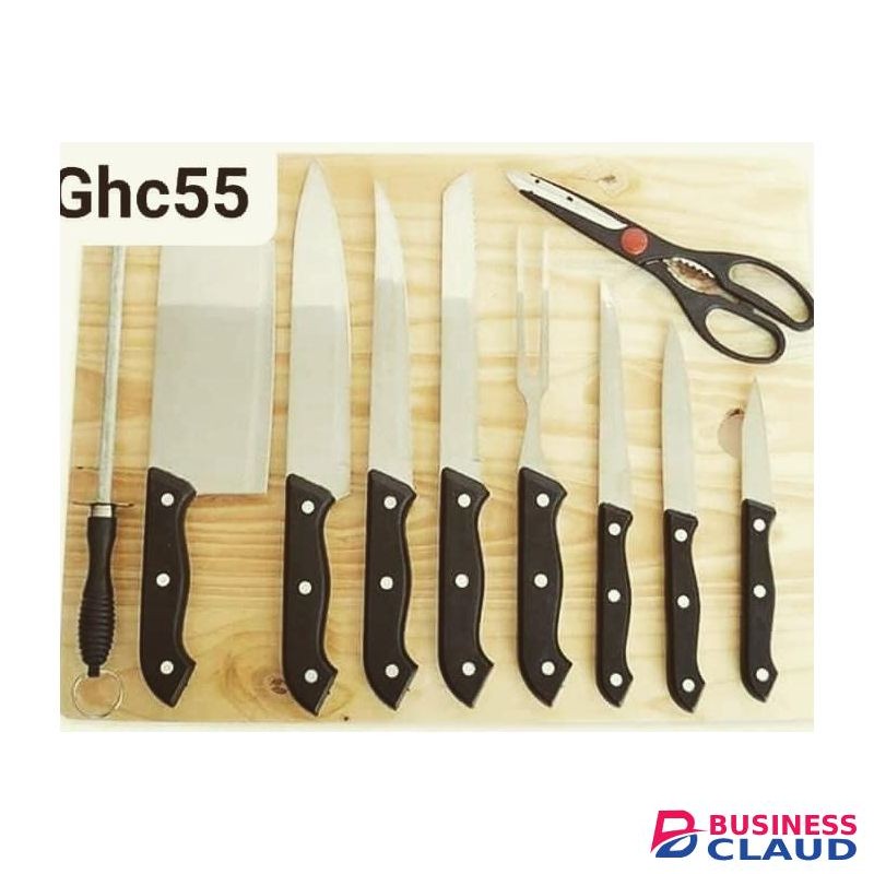 Wooden Chopping Board With Knife Set