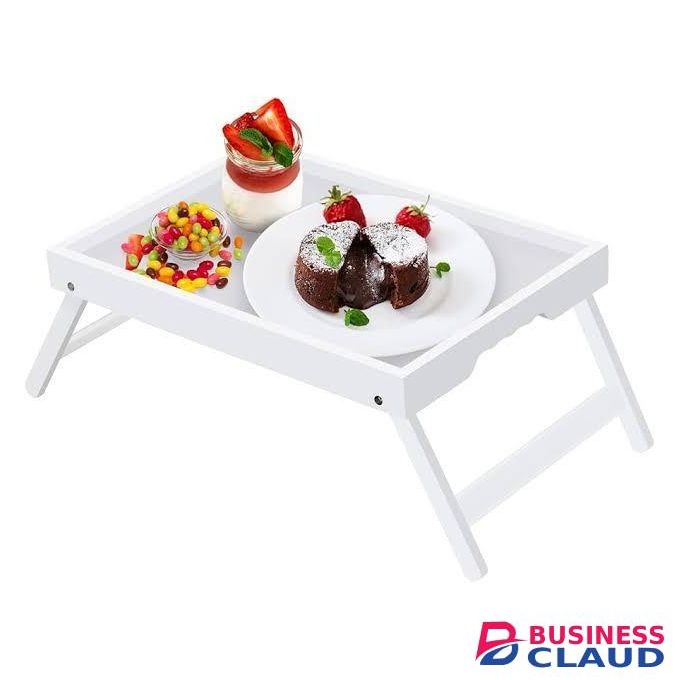 White Foldable Bamboo Breakfast Tray